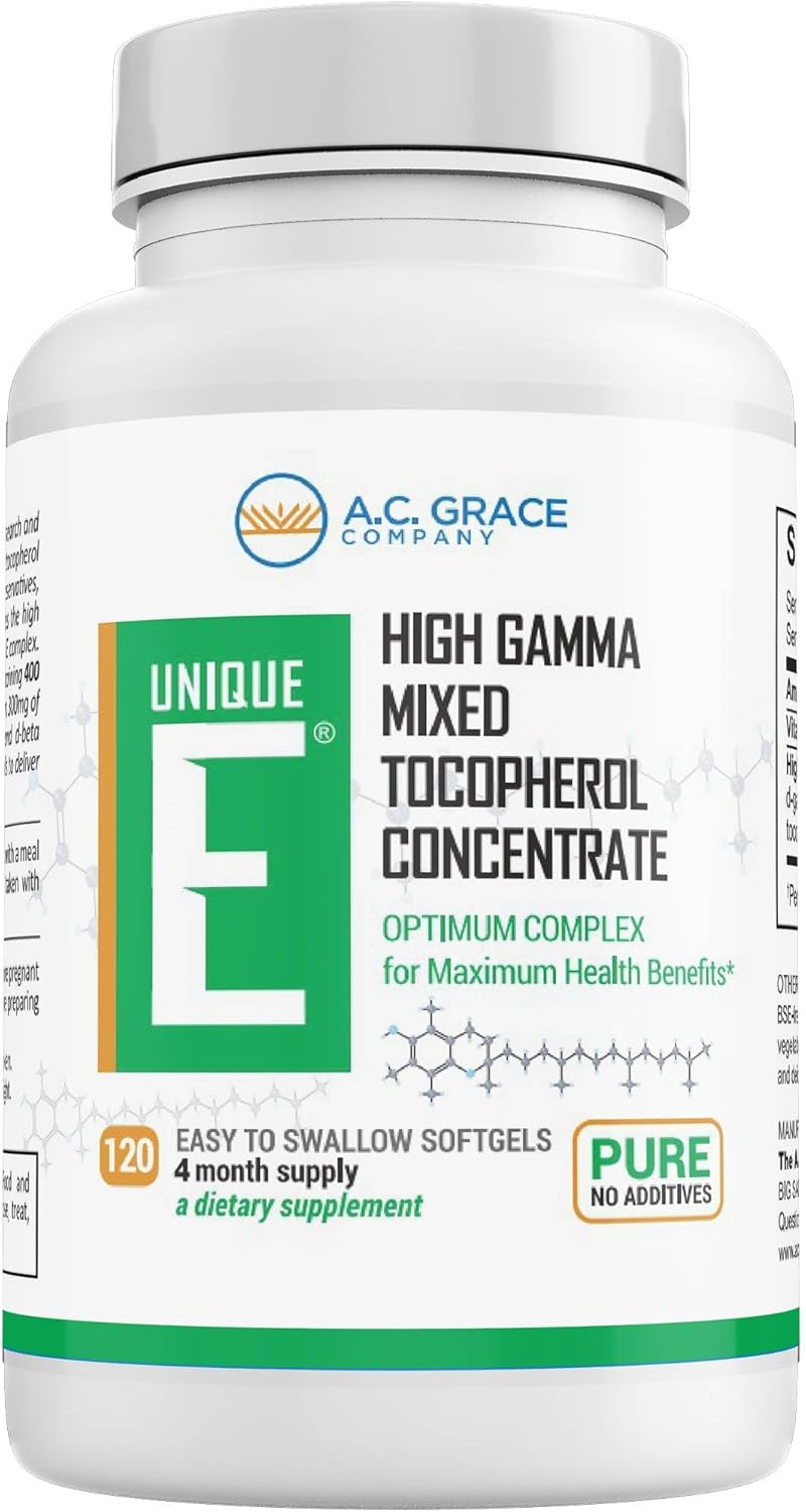 UNIQUE E Mixed Tocopherols 120 Soft Gels for Brain Health