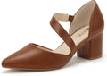 Women's Short Block Heels Closed Toe Pumps - Low 2in Strappy