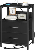 Yoobure Nightstand with Charging Station - Small Bedside Table