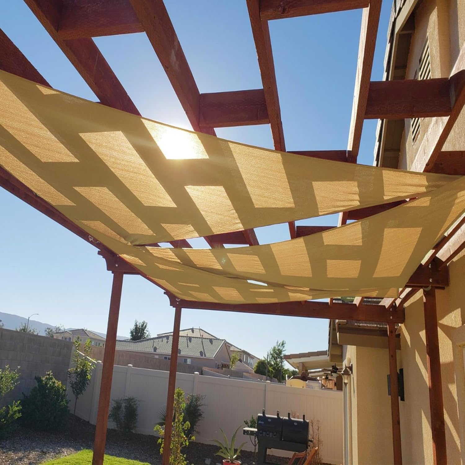 Cool Area Sun Shade Sail for Patio Outdoor 11x19x22 FT Sand