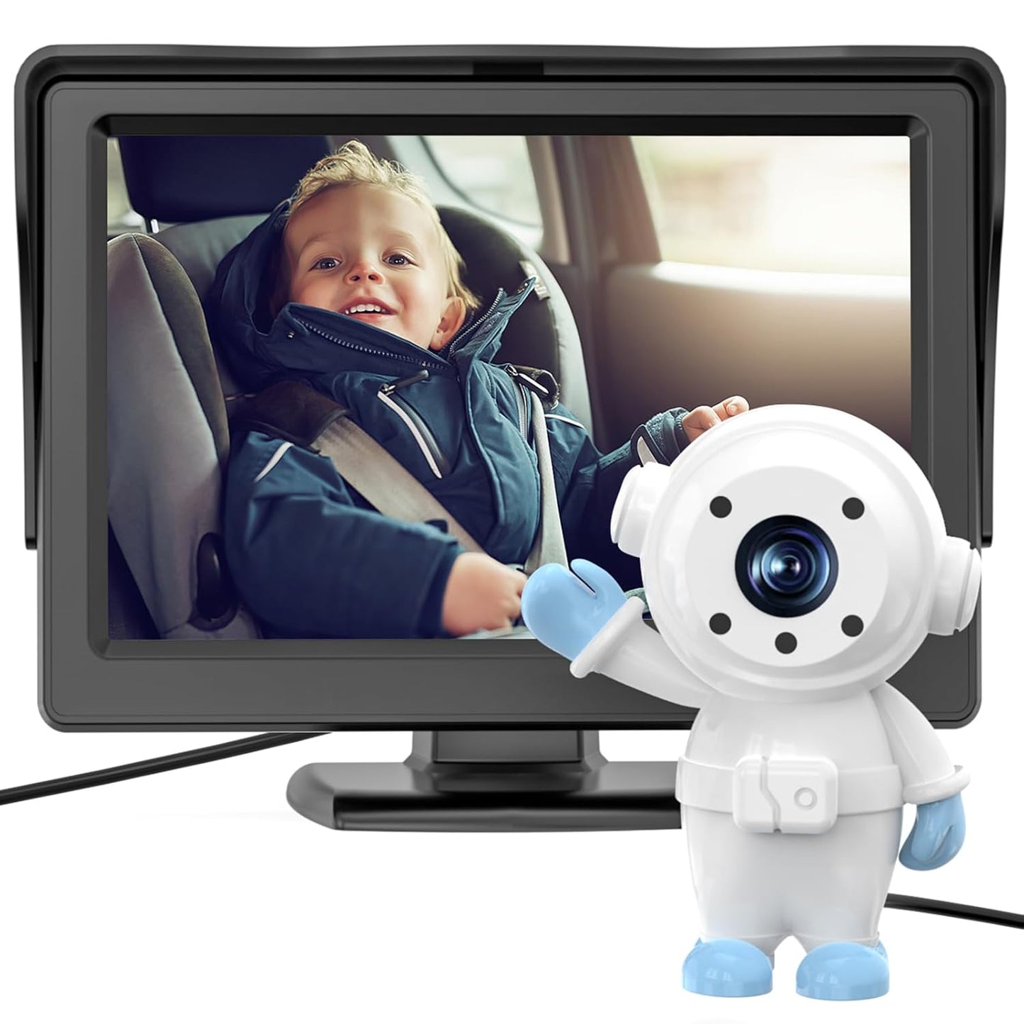 GROWNSY Baby Car Camera with Astronaut Lens - Night Vision HD Monitor