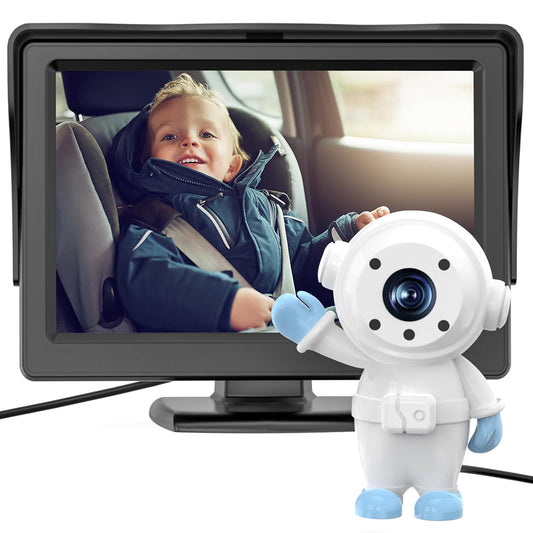 GROWNSY Baby Car Camera with Astronaut Lens - Night Vision HD Monitor