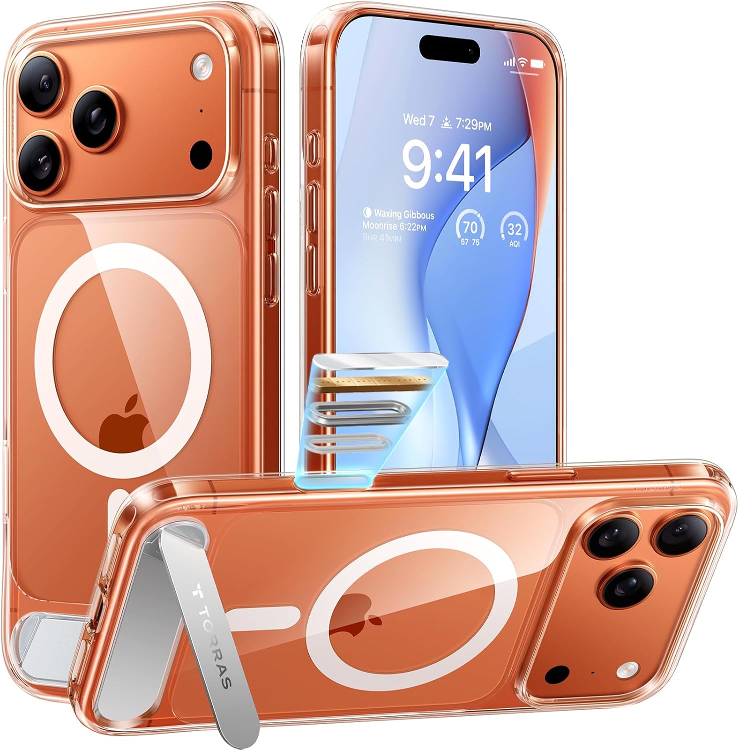 TORRAS Strong Magnetic Case for iPhone 17 Pro with Kickstand