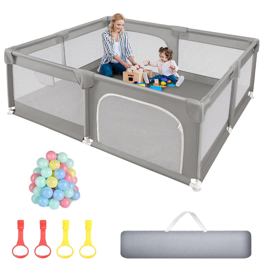 Extra Large Baby Playpen 79x71 inch with Safety Gate and Balls