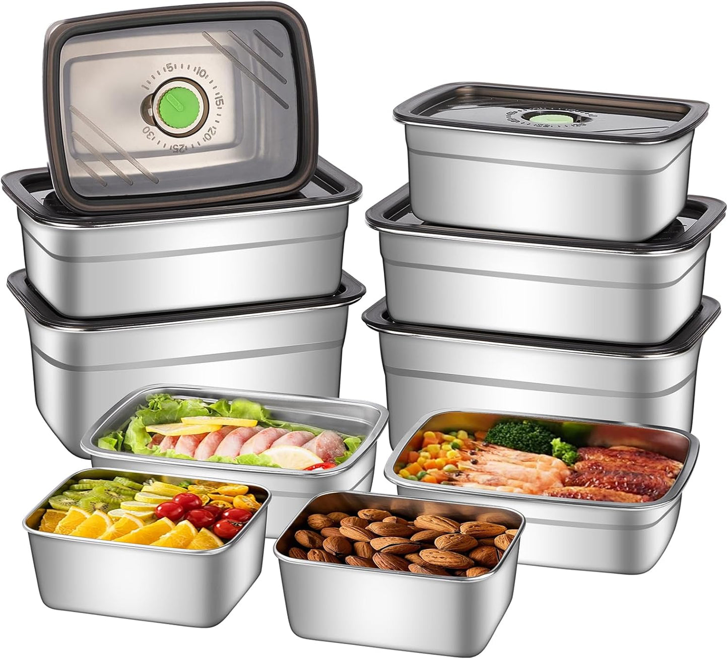 10-Piece Stainless Steel Food Storage Container Set for Freshness