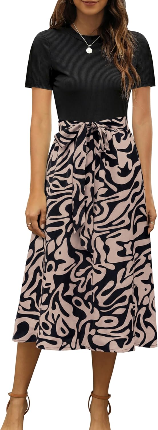 Zattcas Women 2025 Fall Dress Long Sleeve Modest Midi Dress