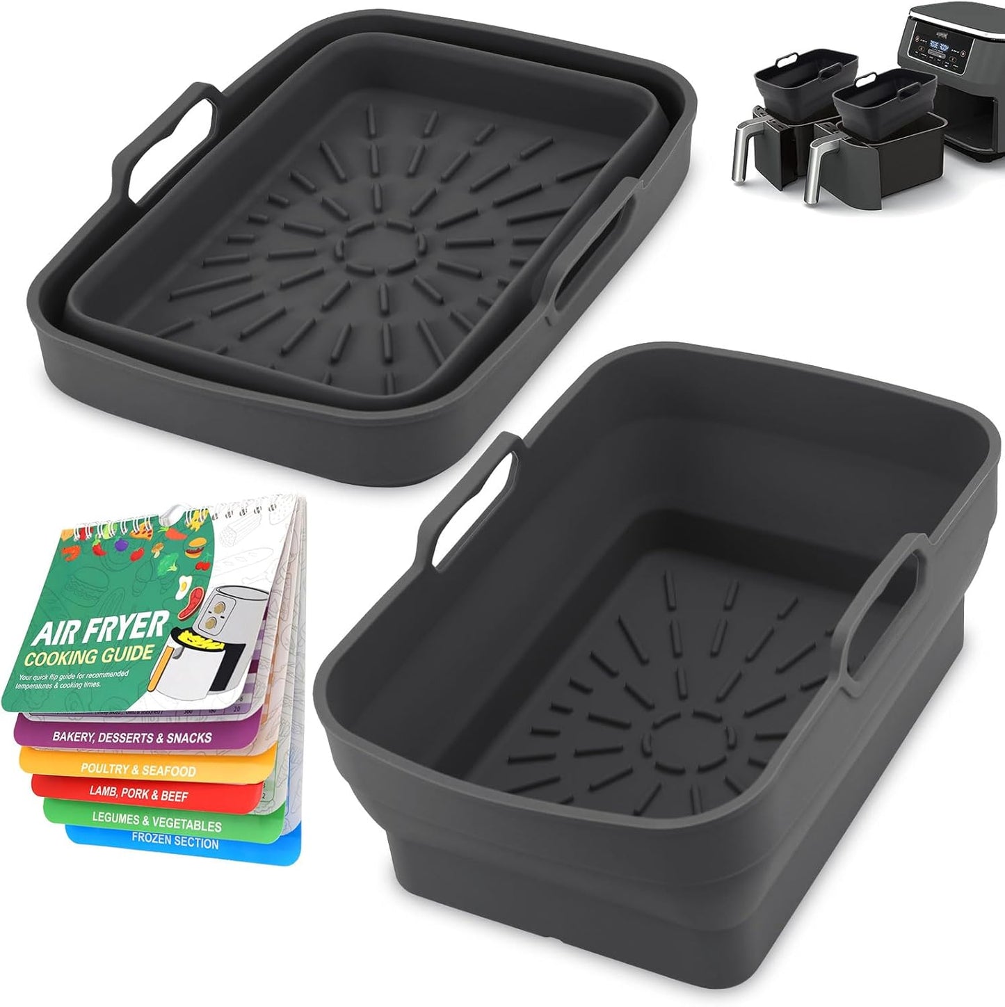 2Pcs Reusable Air Fryer Liners + Cheat Sheet | ddLUCK