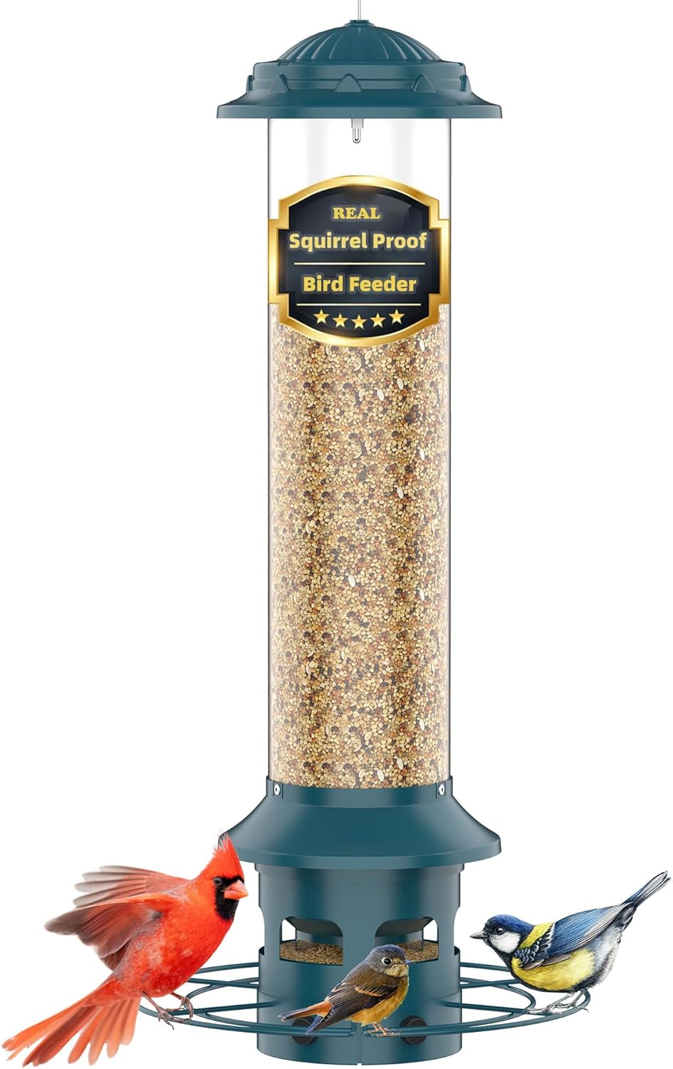 Metal Squirrel Proof Bird Feeder for Outdoors - 4.0 LB Capacity