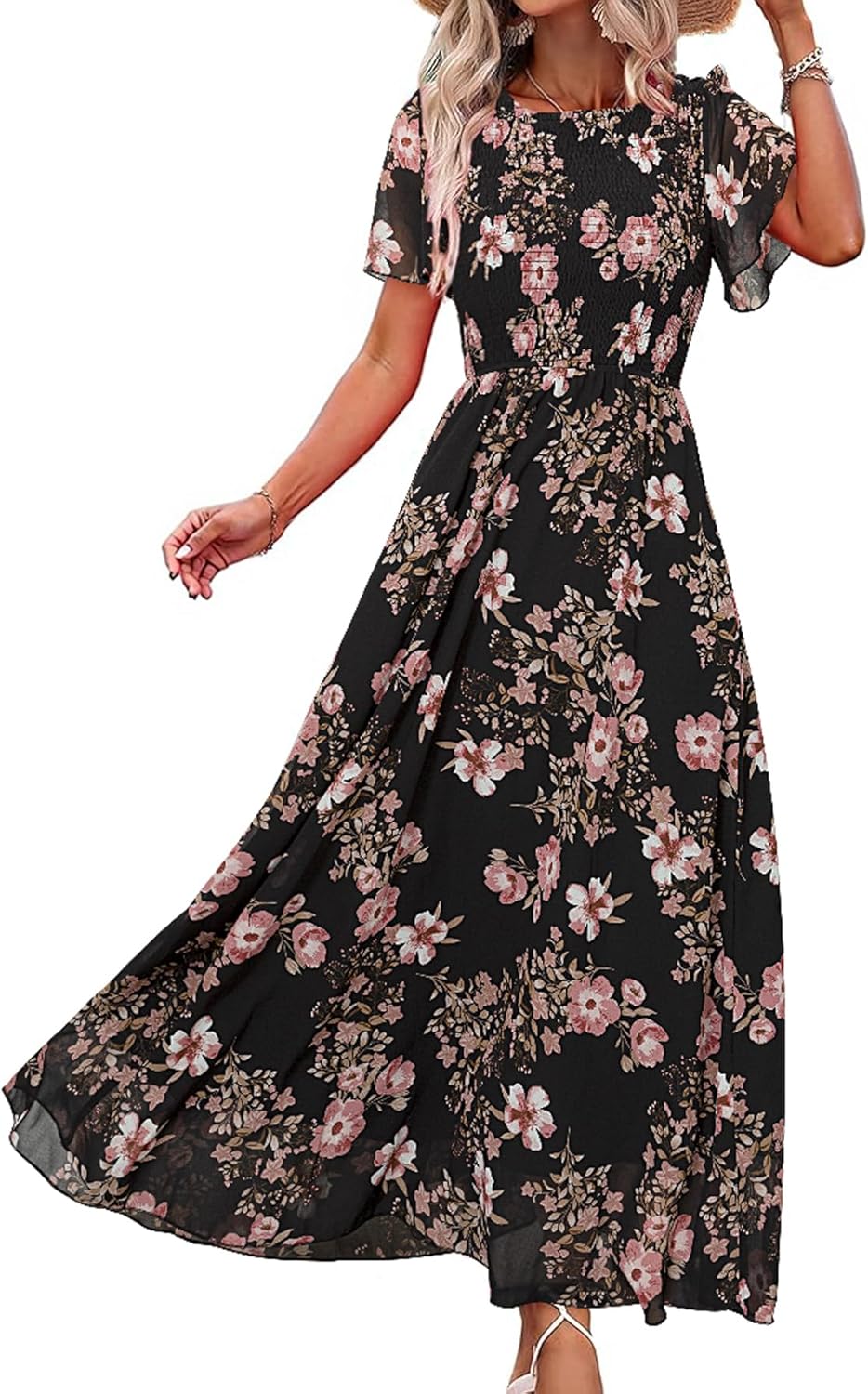 Simplee Womens Summer Floral Casual Maxi Dress for Elegance