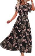 Simplee Womens Summer Floral Casual Maxi Dress - Elegant Flowy Fit