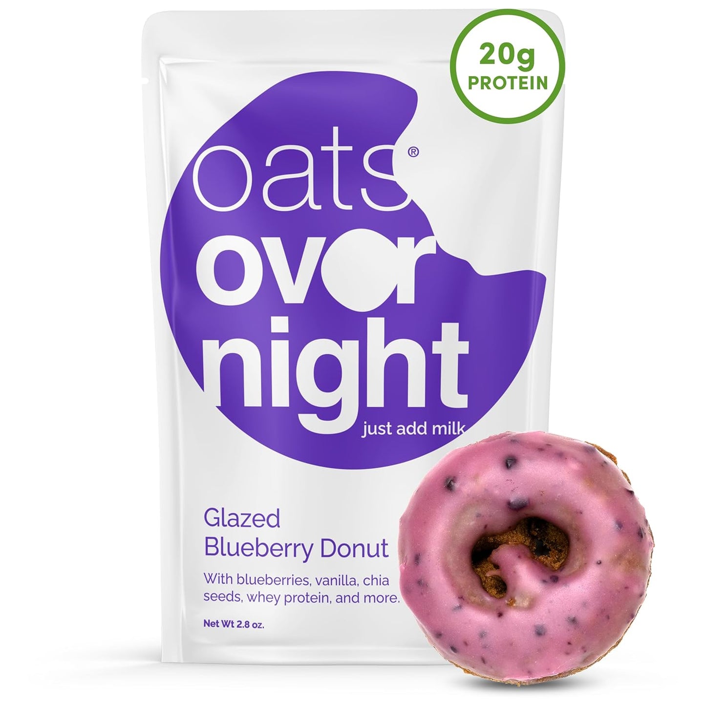Oats Overnight Glazed Blueberry Donut - High Protein Oatmeal