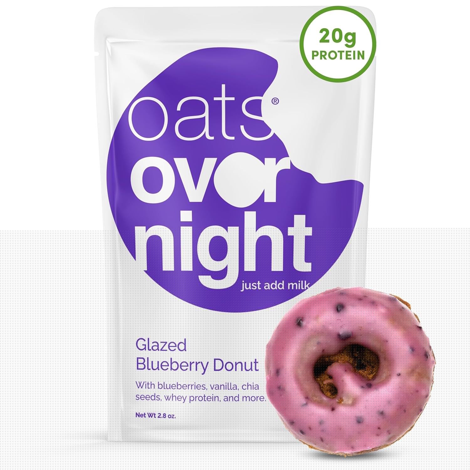 Oats Overnight Glazed Blueberry Donut - Protein-Packed Breakfast