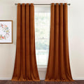 StangH Burnt Orange Velvet Curtains 108 in - Soft Room Darkening