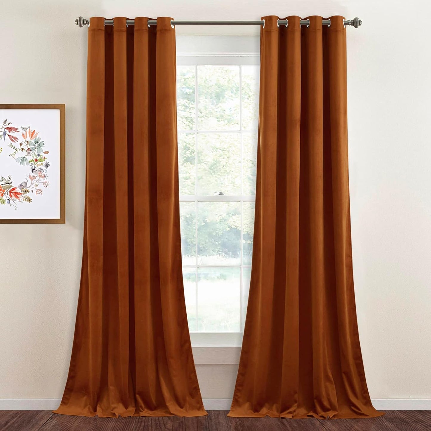 StangH Burnt Orange Velvet Curtains for Room Darkening Style