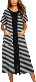 Ekouaer Robes For Women Zipper Front Nightgown - Soft Short Sleeve