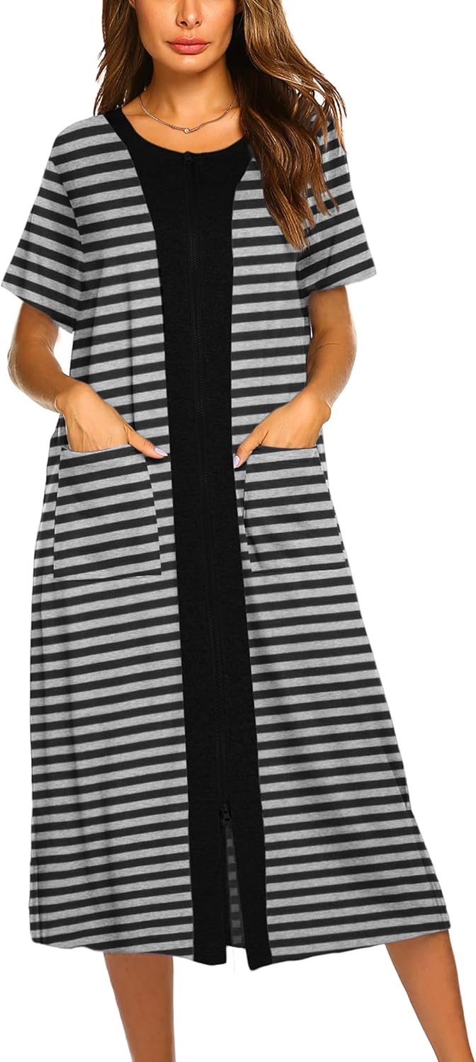 Ekouaer Zipper Front Bathrobe Short Sleeve House Coat Review
