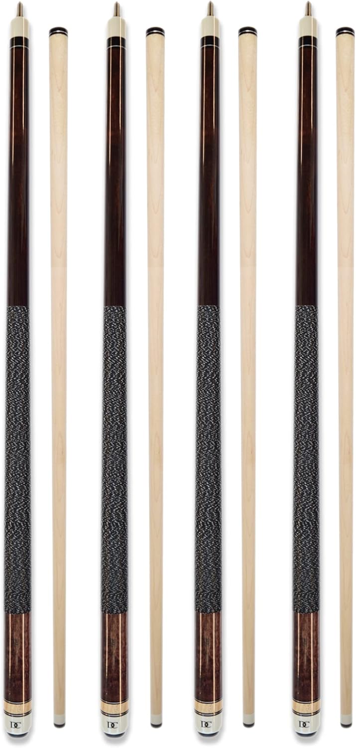 Set of 4 Pool Cues 58in Billiard House Bar Cue Sticks