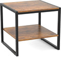 Homieasy End Table 20 in Square Side Table - Rustic Brown Storage