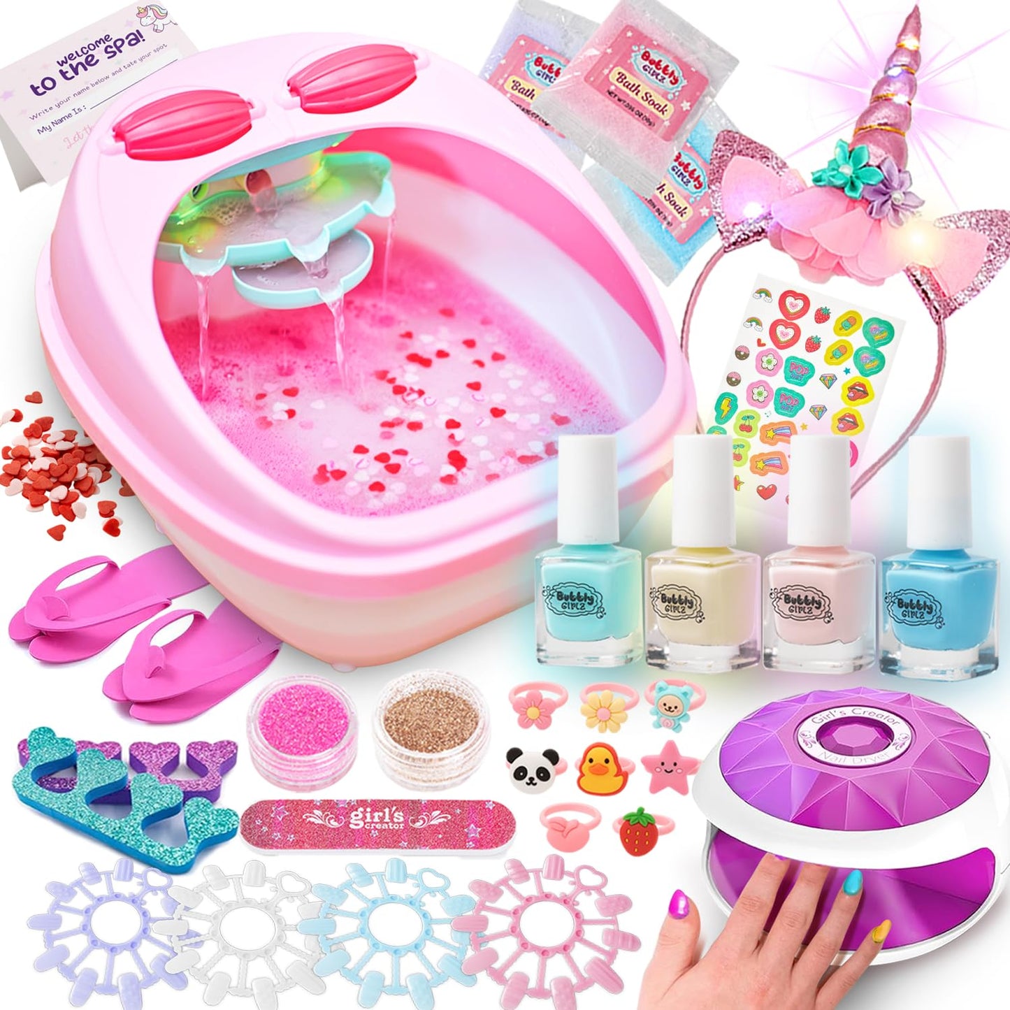 Glow in Dark Kids Spa Day Kit by Bubbly Girlz for Fun