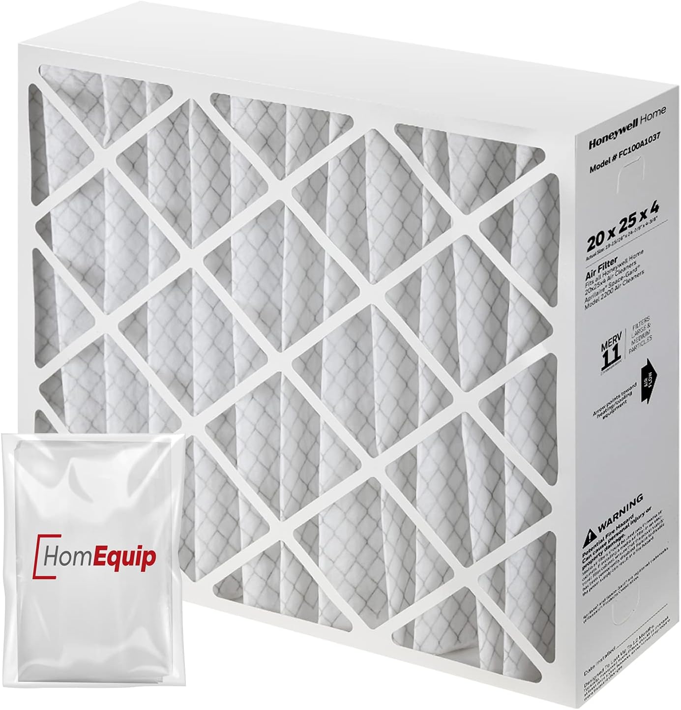 20x25x4 Furnace Filters for Cleaner Air with Homequip Disposal Bag