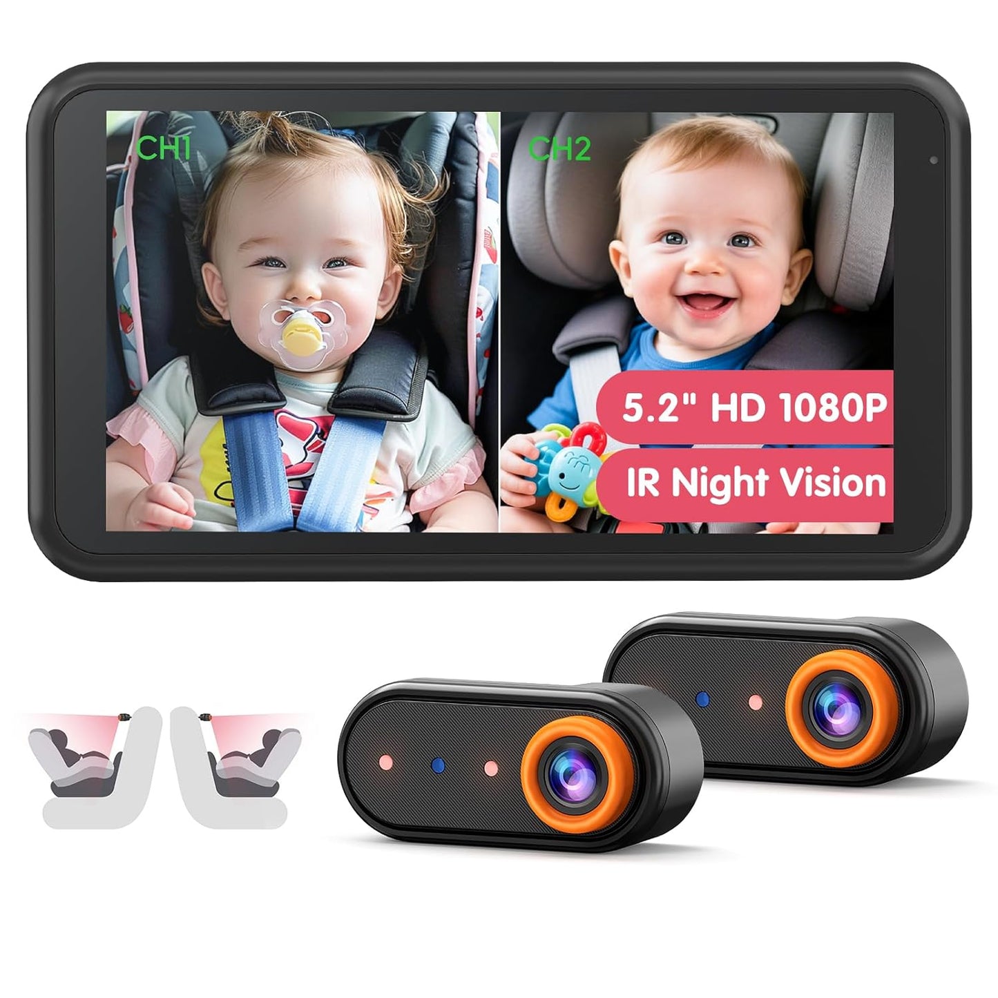 BM2 PRO Dual Baby Car Camera with 5.2in HD Display for Safety