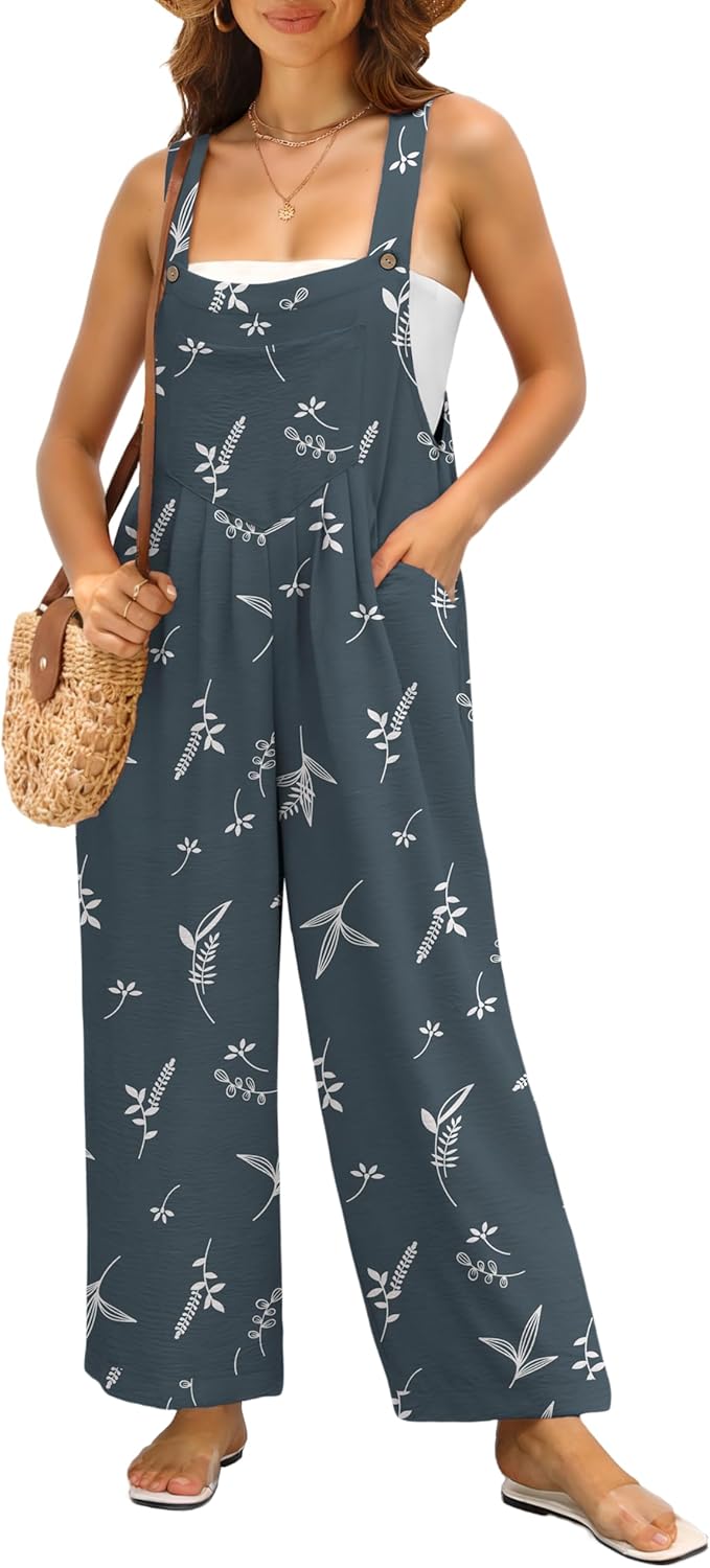 IWOLLENCE Women's Summer Jumpsuits Boho Wide Leg Overalls