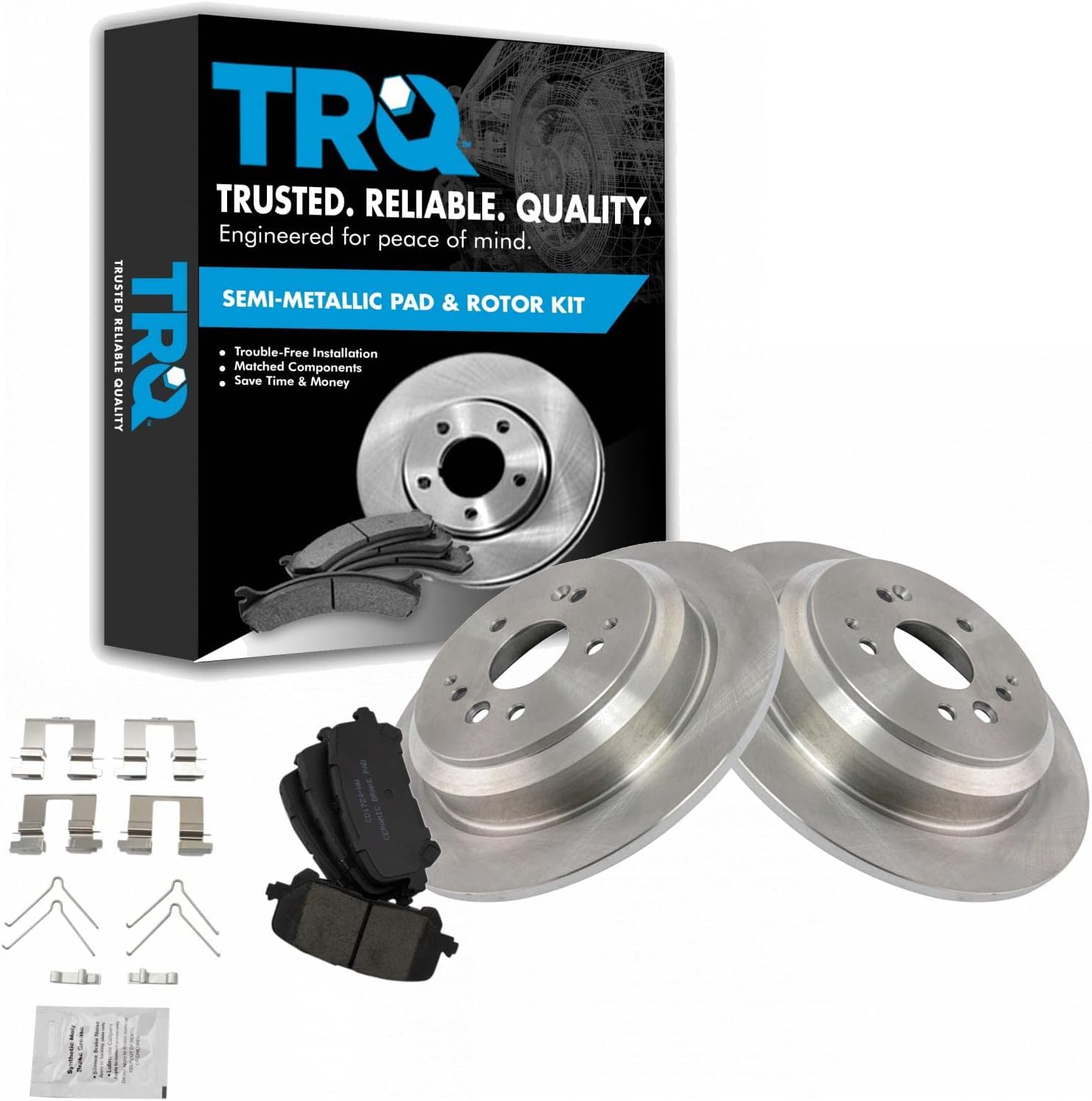 TRQ Rear Brake Pad & Rotor Kit for 2014-2016 Acura MDX