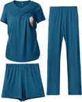 3 Piece Women's Maternity Nursing Pajamas Set - V Neck Breastfeeding