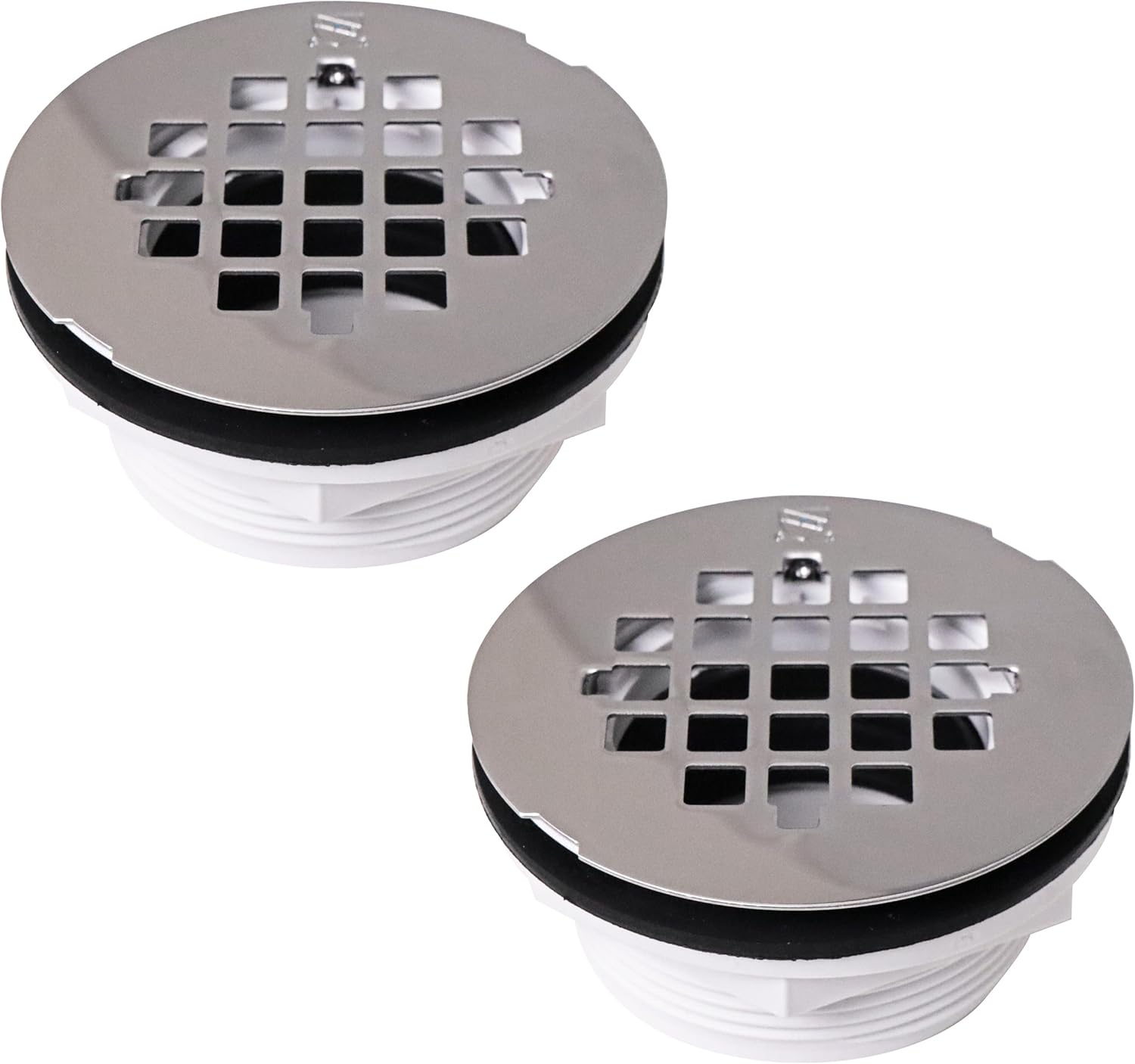 No-Caulk PVC Compression Shower Drain with Round Grid Cover