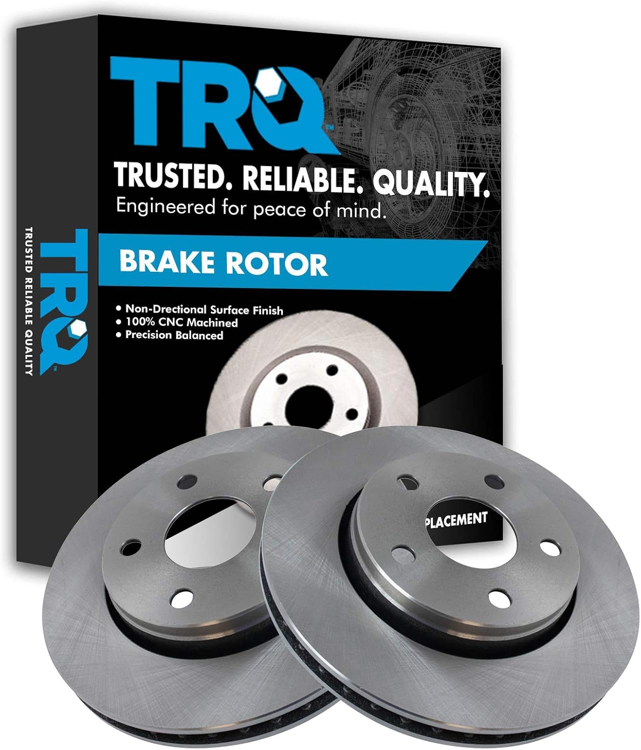 TRQ Front Brake Rotors Set Vented for Jeep Wrangler 2007-2018