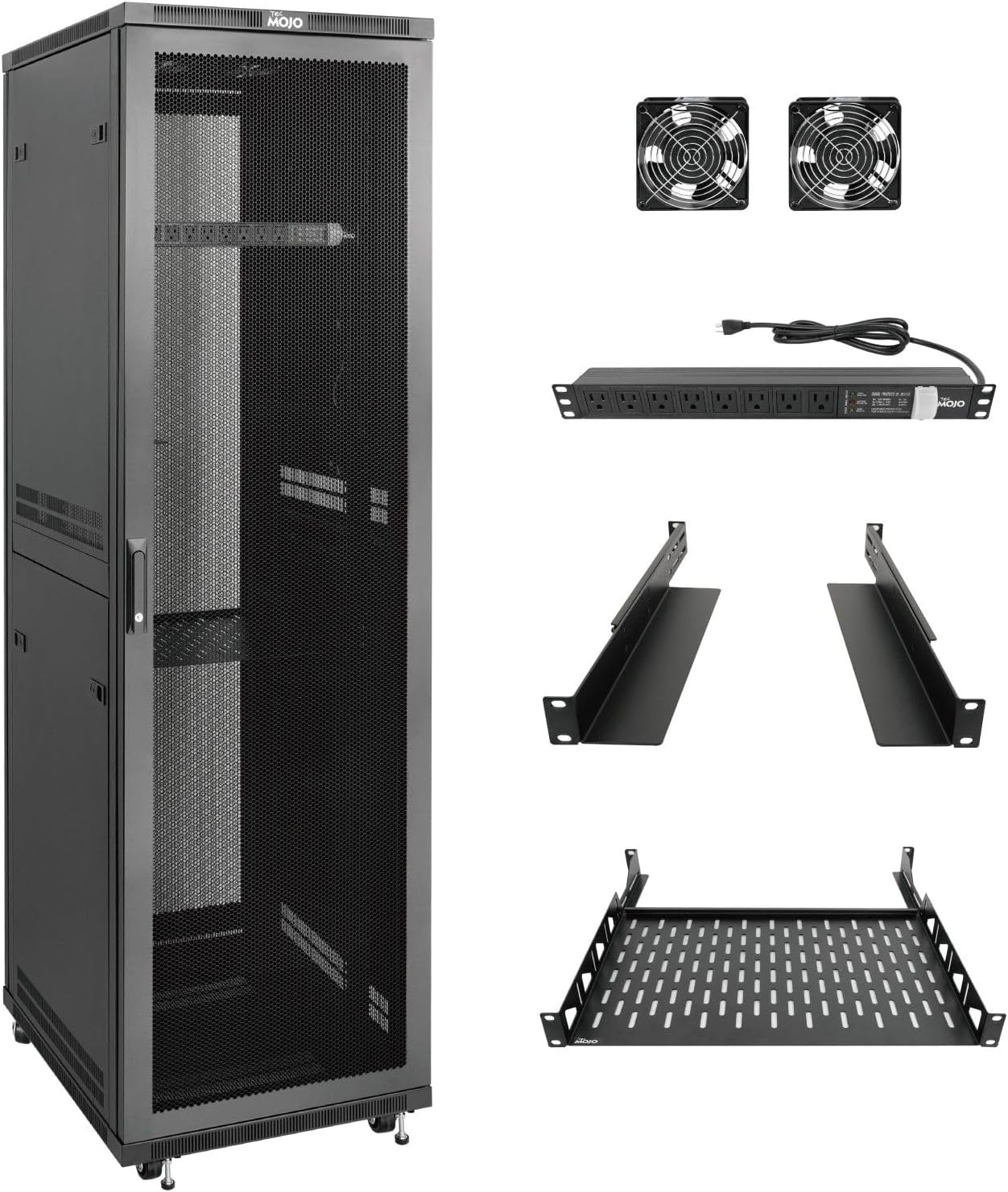 Tecmojo 42U Server Rack Cabinet with PDU and Cooling Fans