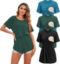 Ekouaer Maternity Nursing Shirts 3 Pack - Soft Stretch Tees