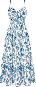 GRACE KARIN Women's 2025 Summer Maxi Dress Floral Tie Front - Flowy as