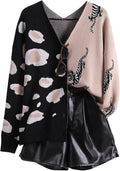Women's Leopard Tiger Print Color Block Cardigan - Cozy V-Neck