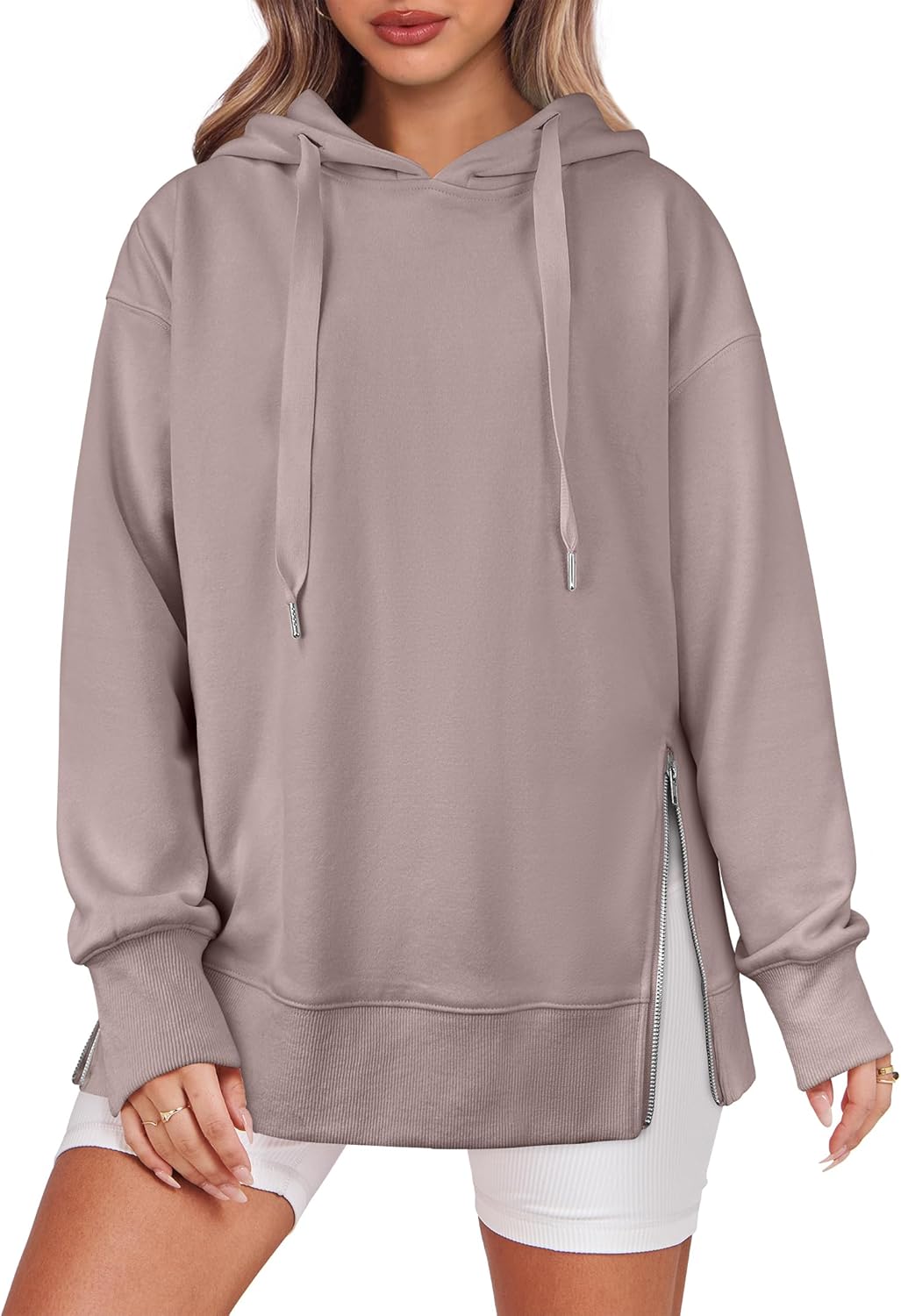 ANRABESS Women Oversized Hoodies with Side Zipper for Fall