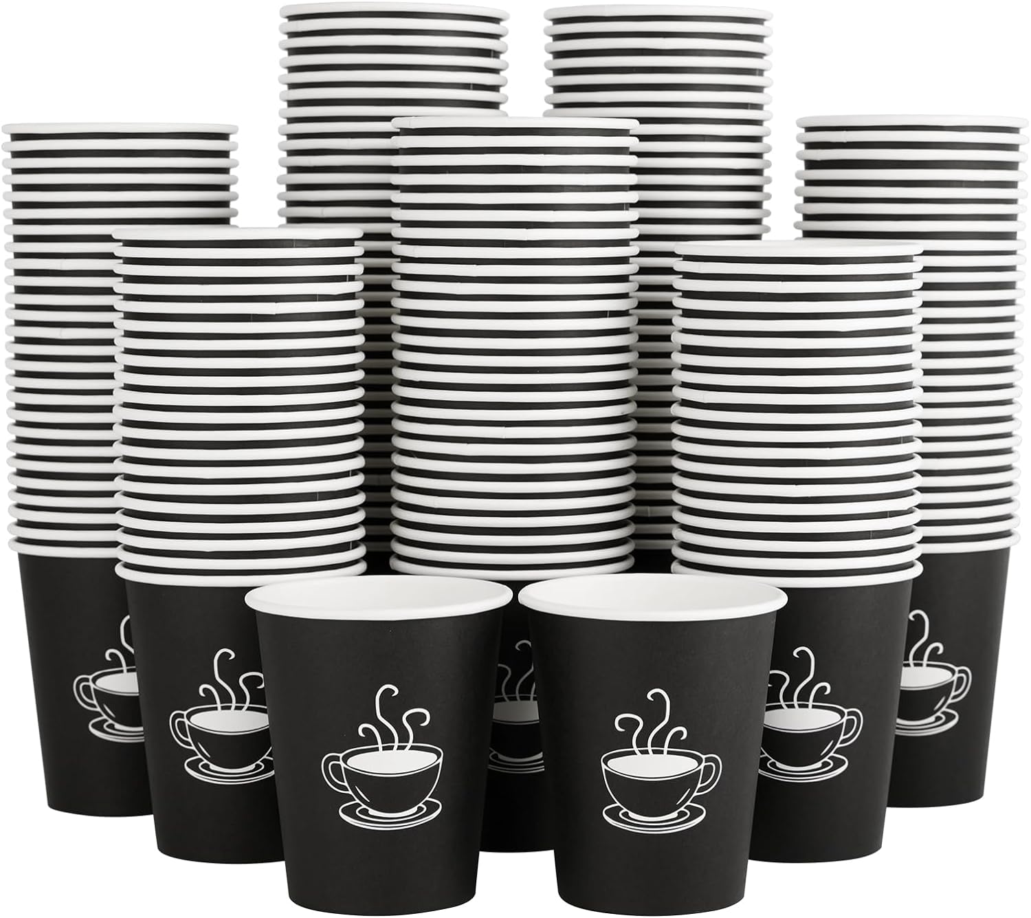 360 Pack Black Paper Coffee Cups - Hot Beverage Essential