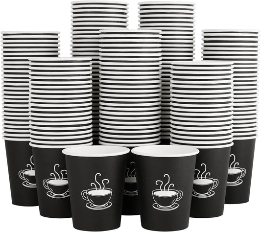 360 Pack Black Paper Coffee Cups - Hot Beverage Essential