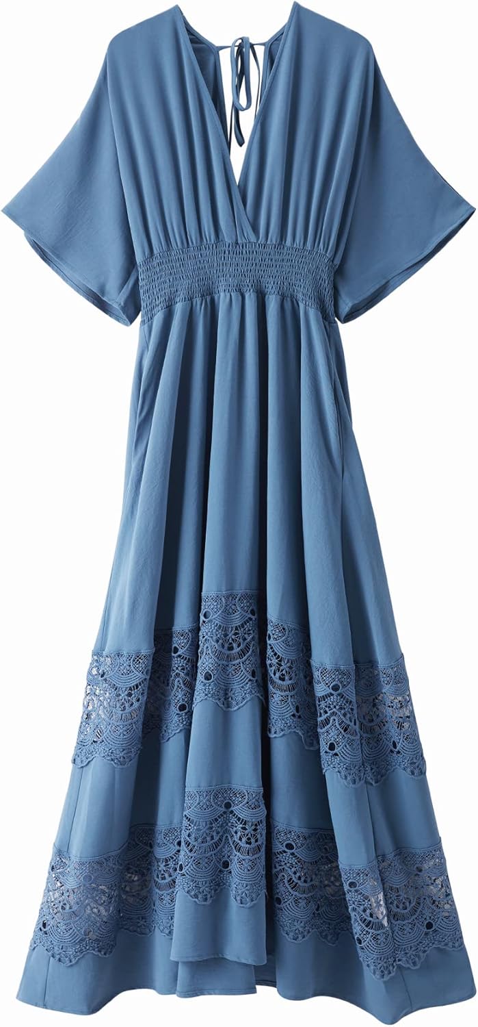 Women's Lace Maxi Dress with Smocked Waist for Any Occasion