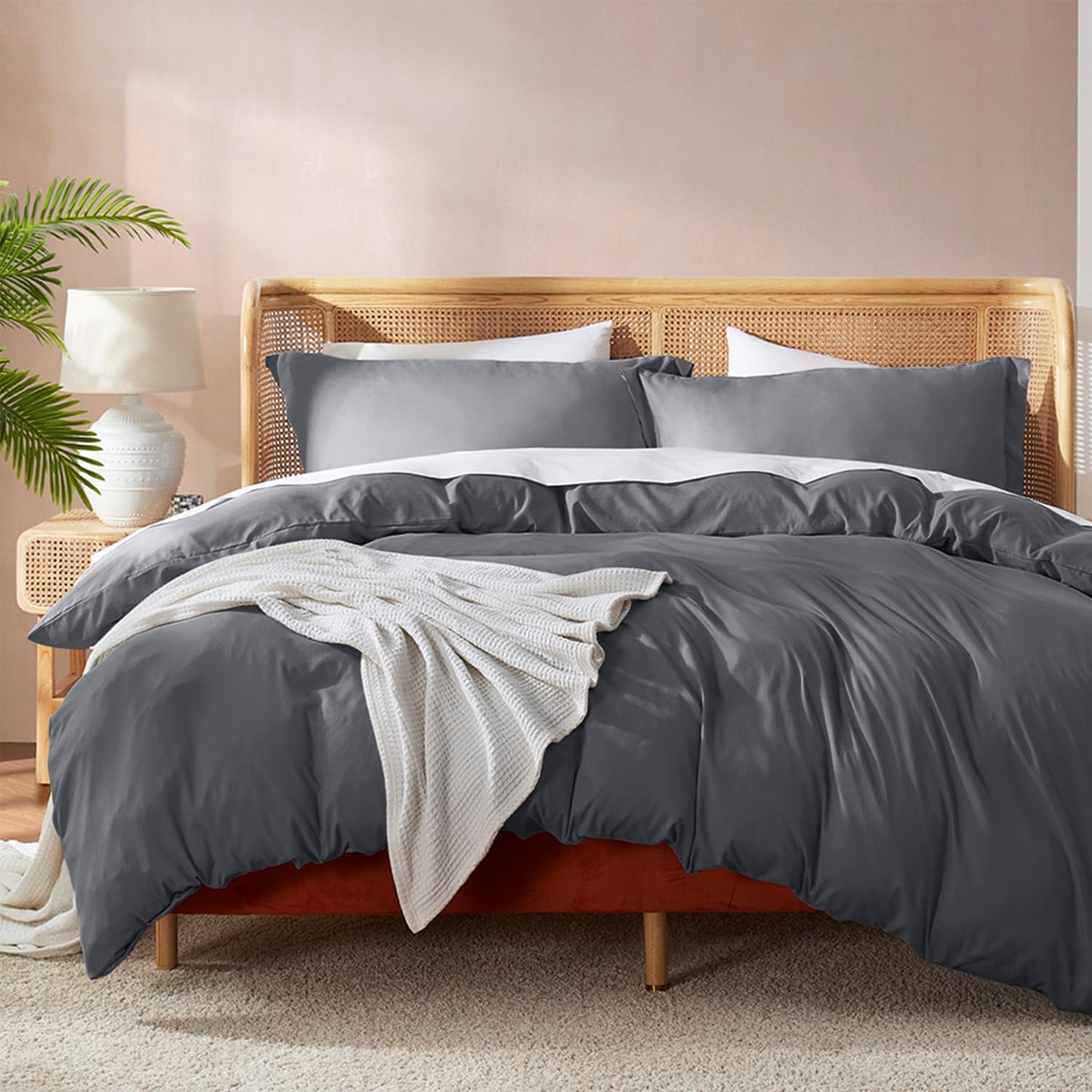 Nestl Full Duvet Cover Set with Comforter Insert - Dark Grey