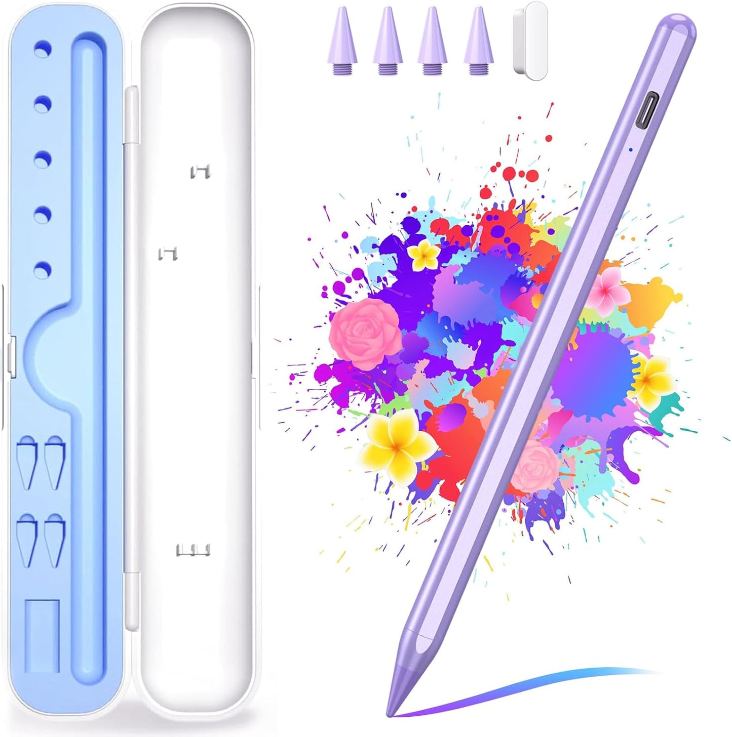 10Mins Fast Charge Stylus Pen for iPad 9th&10th Gen, Purple - FUWANG