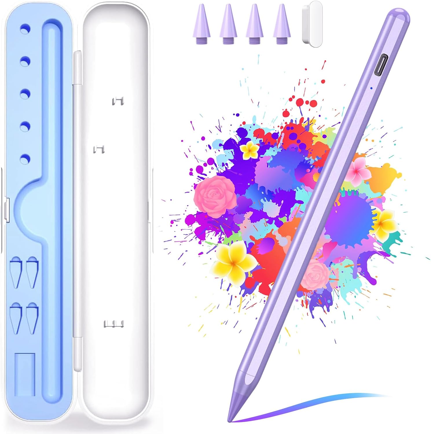 10Mins Fast Charge Stylus Pen for iPad 9th&10th Gen, Purple - FUWANG