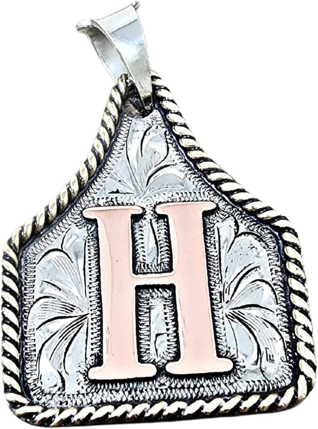 Custom Handmade Cow Tag Necklace with Copper Initial Pendant