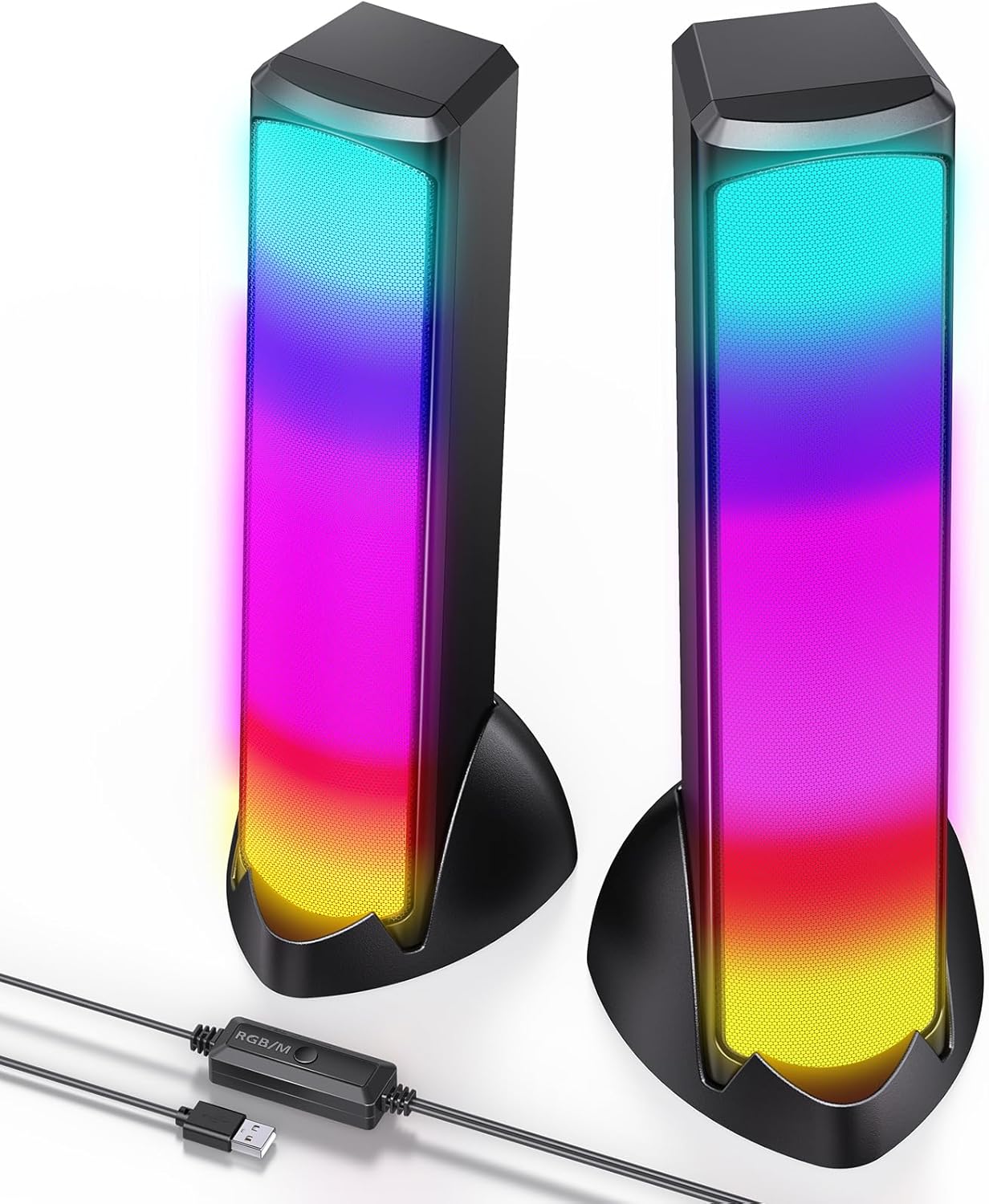 RGB PC Speakers with Immersive Sound and Dynamic Lighting Effects
