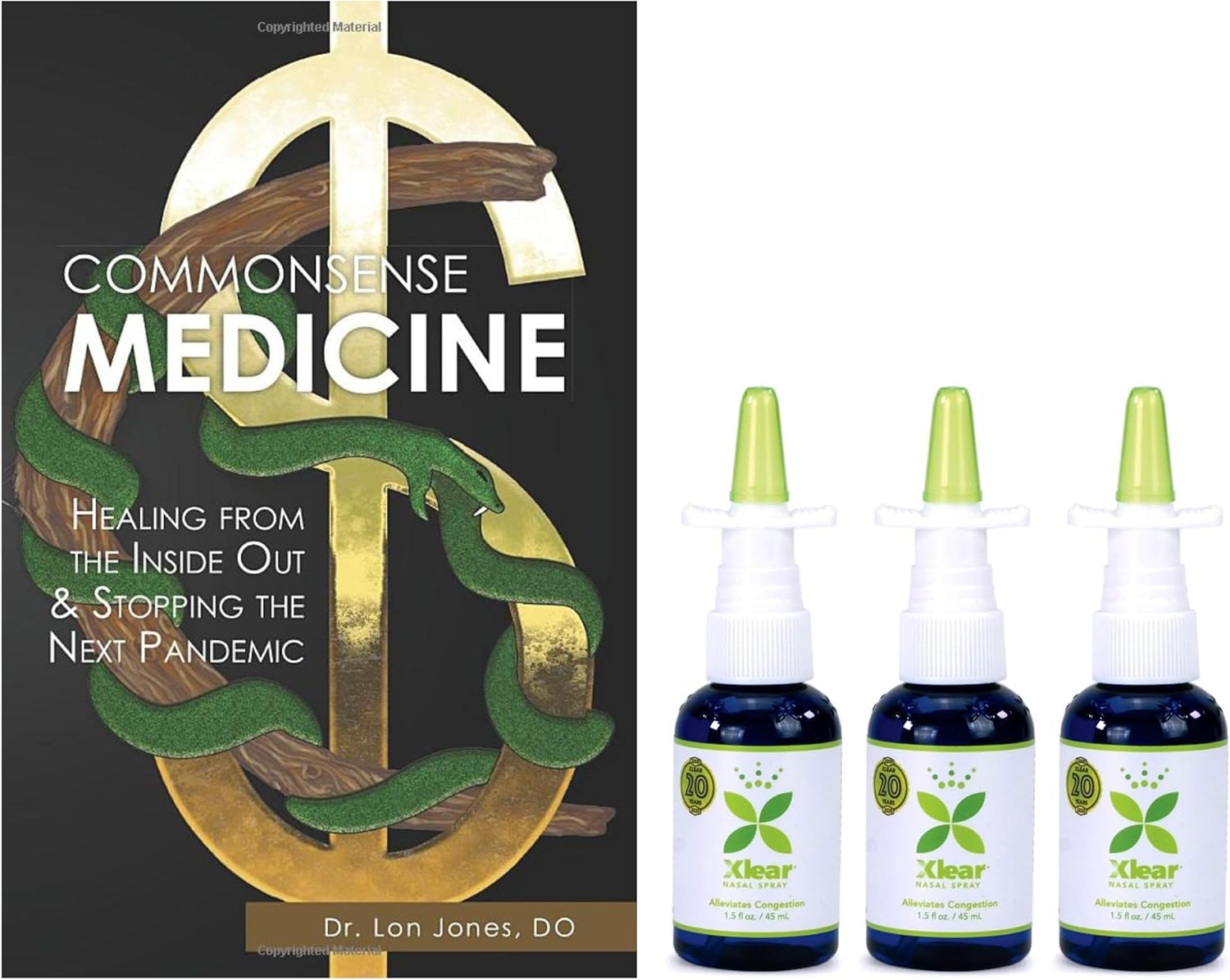 Xlear Natural Xylitol Nasal Spray and Commonsense Medicine Bundle