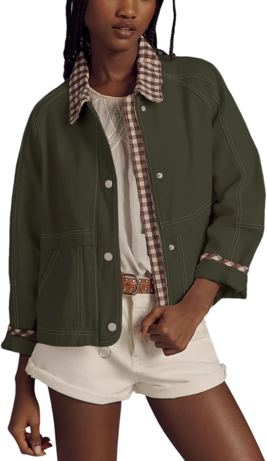 Aimiray Women's Oversized Plaid Jacket for Trendy Looks