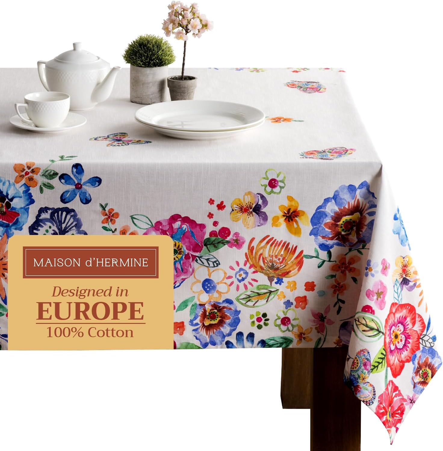 Maison d' Hermine 60 x 60 Inches Cotton Tablecloth for Dining