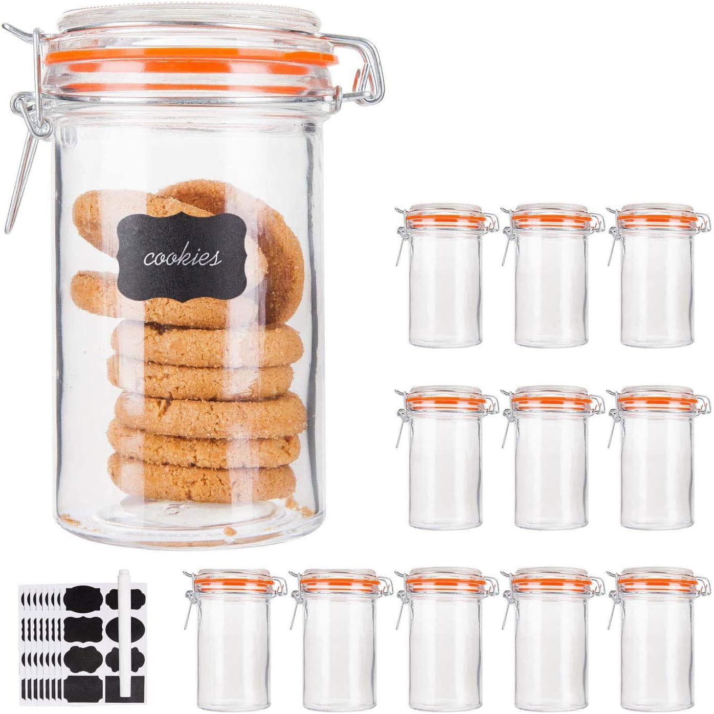 Airtight Glass Jars With Hinged Lids - 12 Pack 16 oz Storage