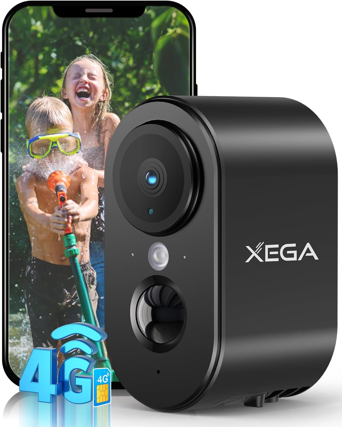 Xega 4G Cellular Security Camera Indoor with Built-in SIM Card