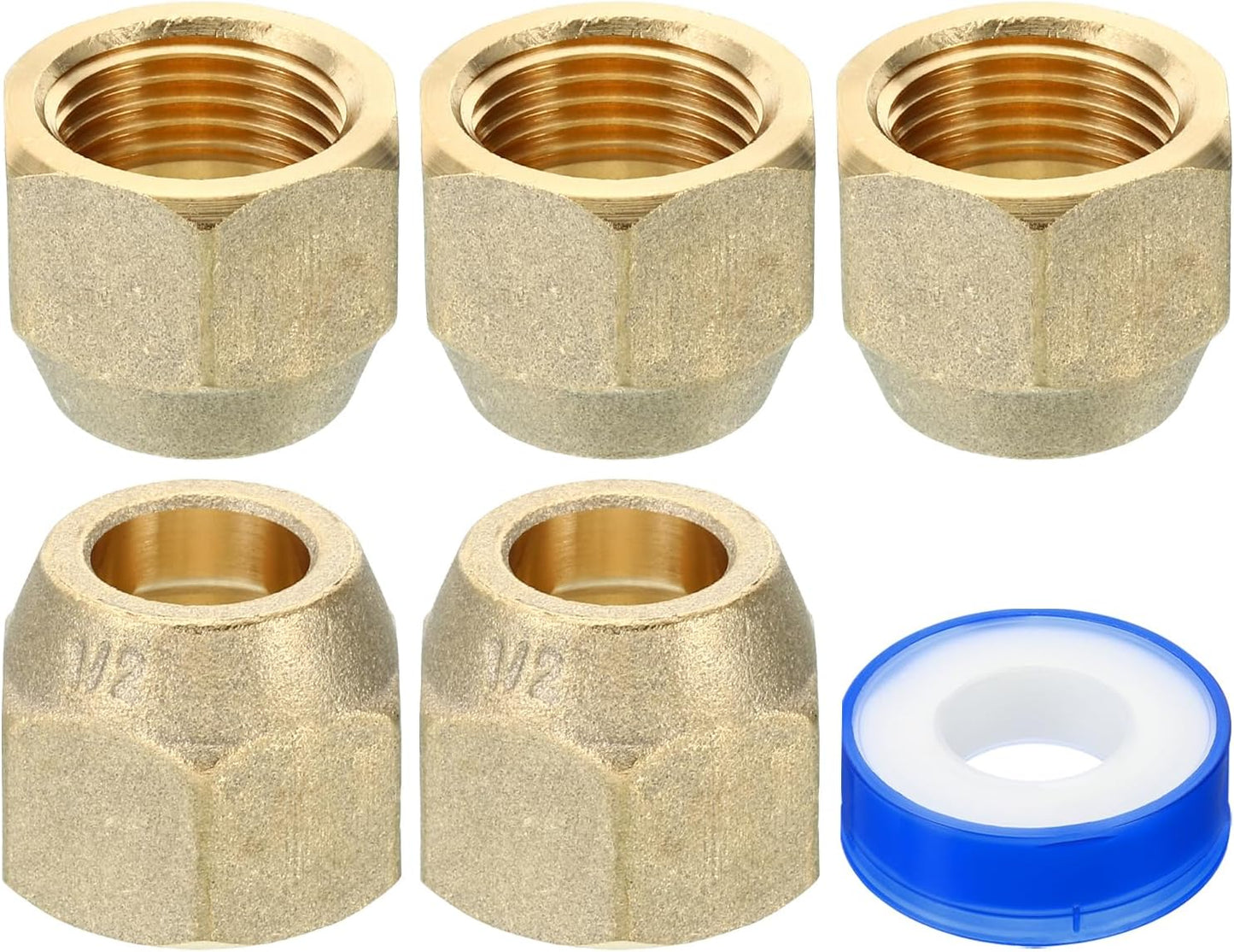 5pcs Brass Flare Nuts Set for Copper Pipe Extension