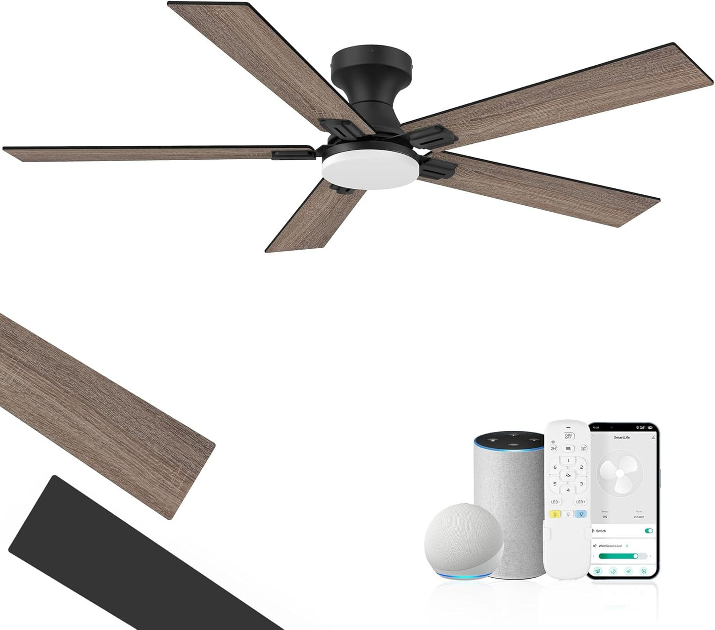 Smart Low Profile Ceiling Fan with Lights and Remote Control